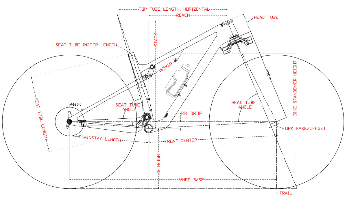 géométrie pour cadre de vélo de cross-country 29 pouces