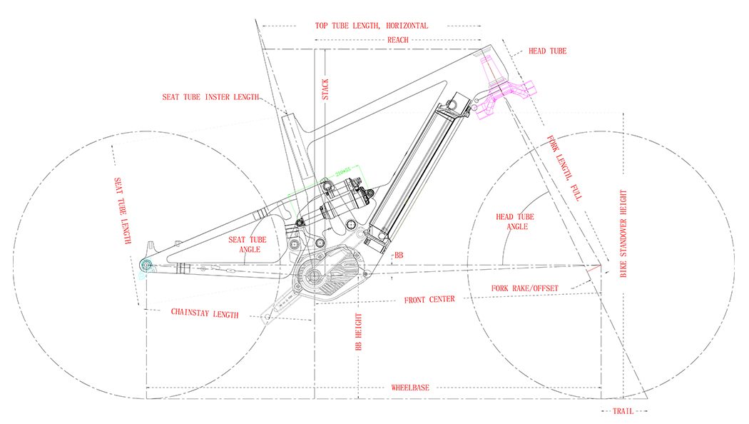 Cadre de vélo électrique LightCarbon Géométrie LCE971