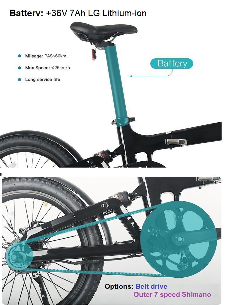Batterie de vélo électrique pliable en carbone LCE-XO