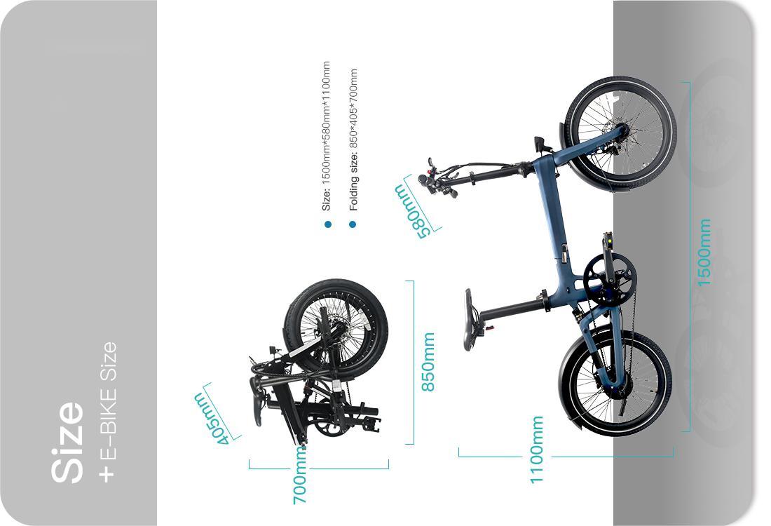 Taille du vélo électrique pliable en carbone LCE-XO