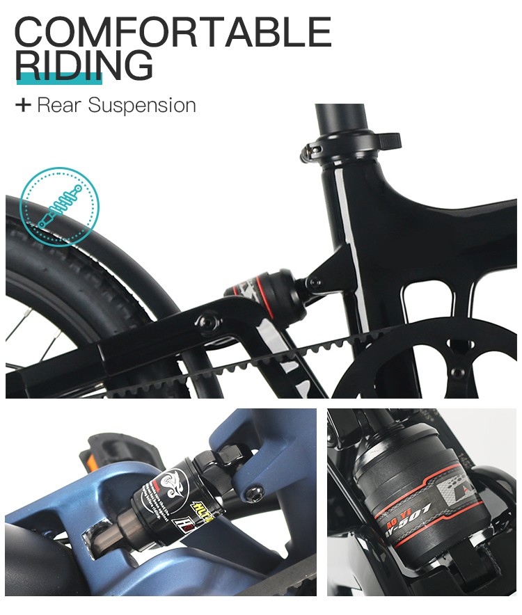 suspension dans le vélo électrique pliable en carbone LCE-XO
